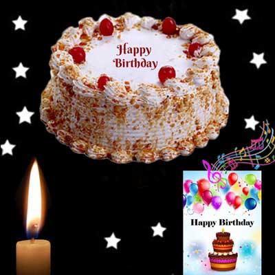 "Butterscotch cake - 1kg, Musical Greeting card - Click here to View more details about this Product